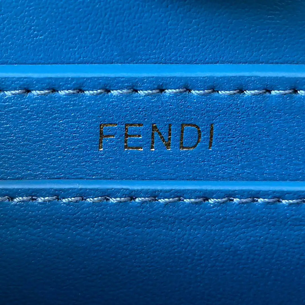 Fendi 8BN335A7SKF199A Peekaboo ISeeU Petite Blue ostrich leather bag