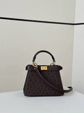 Fendi 8BN335A7SKF199A Peekaboo ISeeU Petite Dark Brown ostrich leather bag