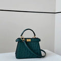 Fendi 8BN335A7SKF199A Peekaboo ISeeU Petite Green ostrich leather bag