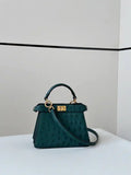 Fendi 8BN335A7SKF199A Peekaboo ISeeU Petite Green ostrich leather bag