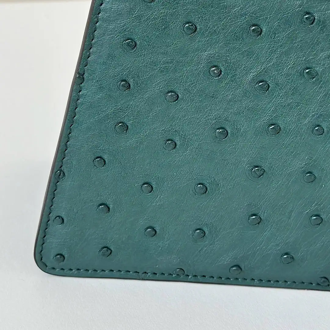 Fendi 8BN335A7SKF199A Peekaboo ISeeU Petite Green ostrich leather bag