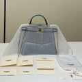 Fendi 8BN335ARBCF0E65 Peekaboo ISeeU Petite Light Blue leather and interlaced fibre bag 80169s - Default Title - View 1