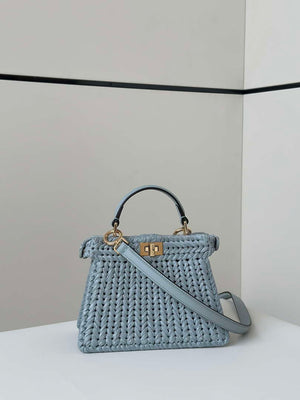 Fendi 8BN335ARBCF0E65 Peekaboo ISeeU Petite Light Blue leather and interlaced fibre bag 80169s - Default Title - View 2