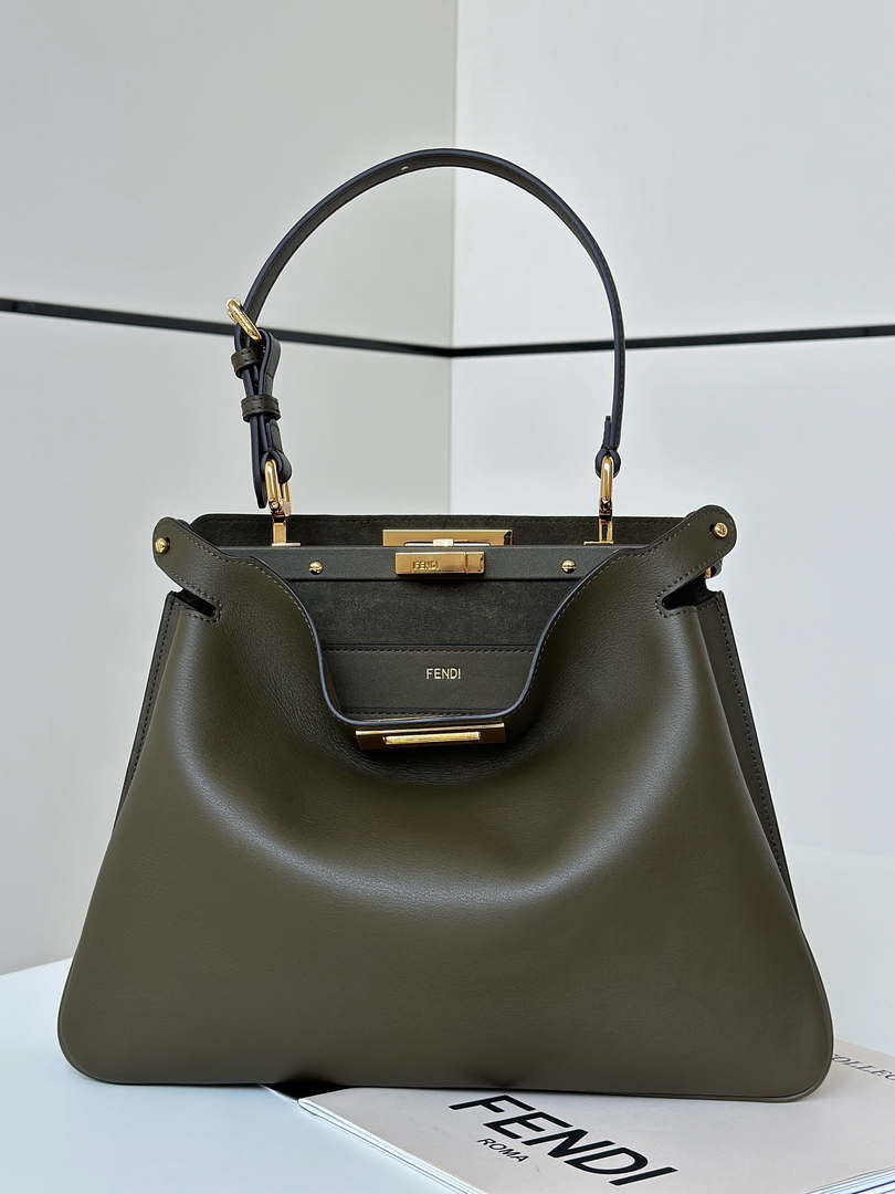 Fendi 8BN353AOVHF19P8 Peekaboo Soft Medium Dark Green leather bag 80172