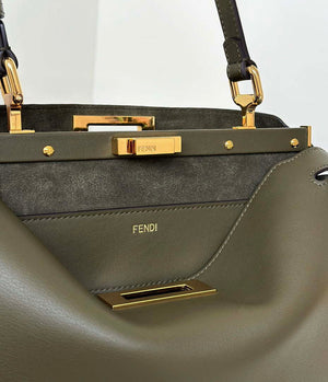 Fendi 8BN353AOVHF19P8 Peekaboo Soft Medium Dark Green leather bag 80172 - Default Title - View 7