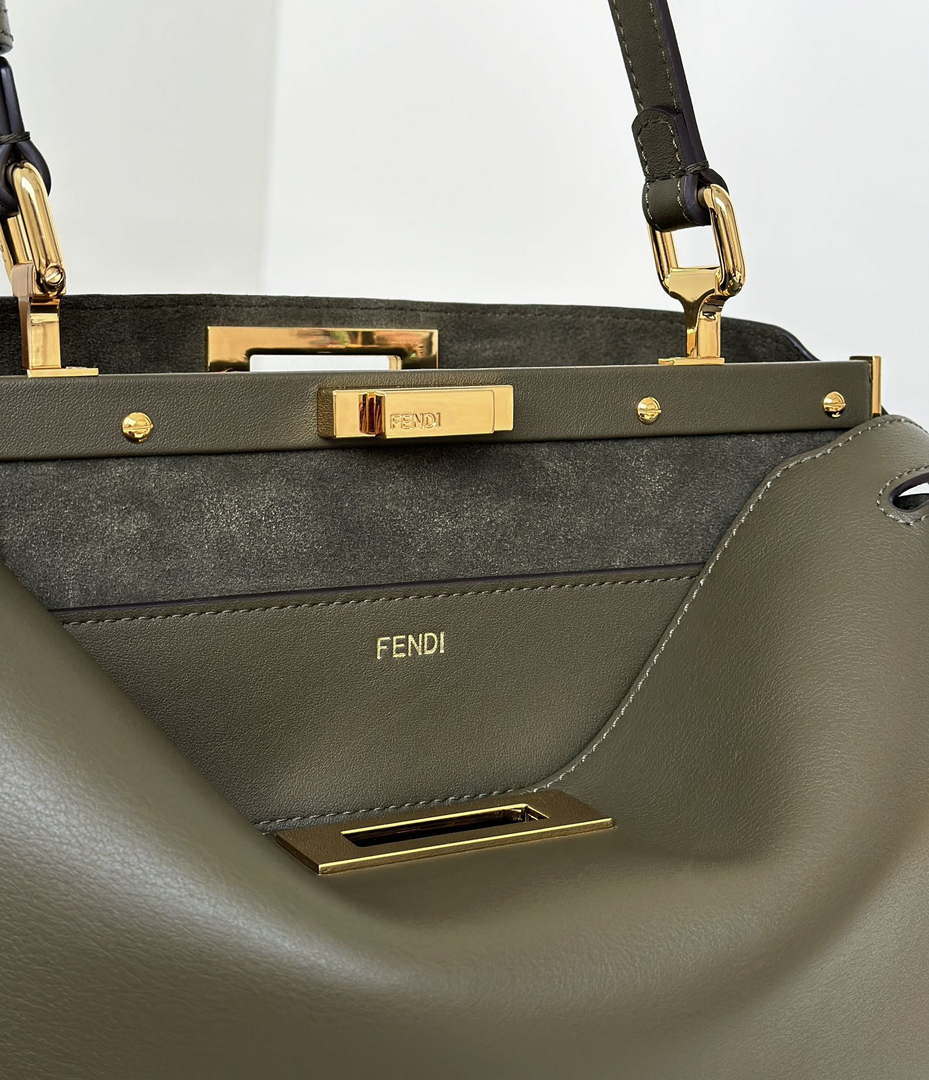 Fendi 8BN353AOVHF19P8 Peekaboo Soft Medium Dark Green leather bag 80172