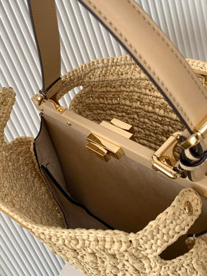 Fendi 8BN353AOVHF19P8 Peekaboo Soft Medium Raffia Nature - Default Title - View 6