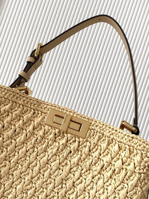 Fendi 8BN353AOVHF19P8 Peekaboo Soft Medium Raffia Nature - Default Title - View 10