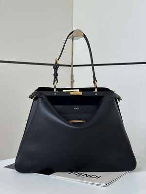 Fendi 8BN358AOVHF1D3Q Peekaboo Soft Large Black leather bag 80172L - Default Title - View 1