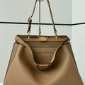 Fendi 8BN358AOVHF1D3Q Peekaboo Soft Large Cappuccino-coloured leather bag 80172L - Default Title - View 1