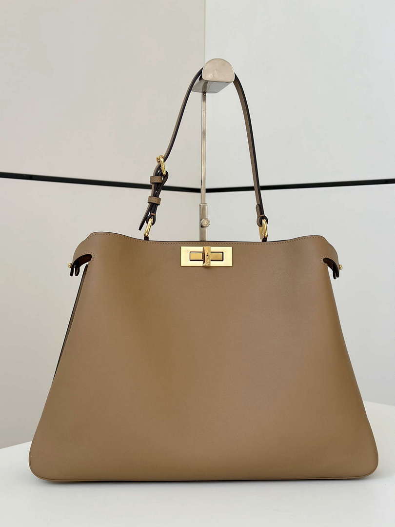 Fendi 8BN358AOVHF1D3Q Peekaboo Soft Large Cappuccino-coloured leather bag 80172L