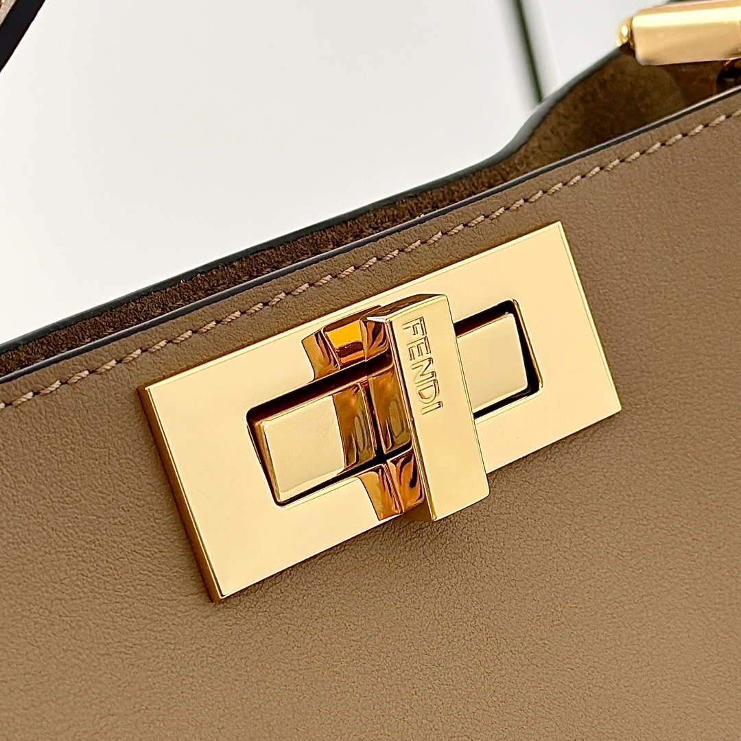 Fendi 8BN358AOVHF1D3Q Peekaboo Soft Large Cappuccino-coloured leather bag 80172L