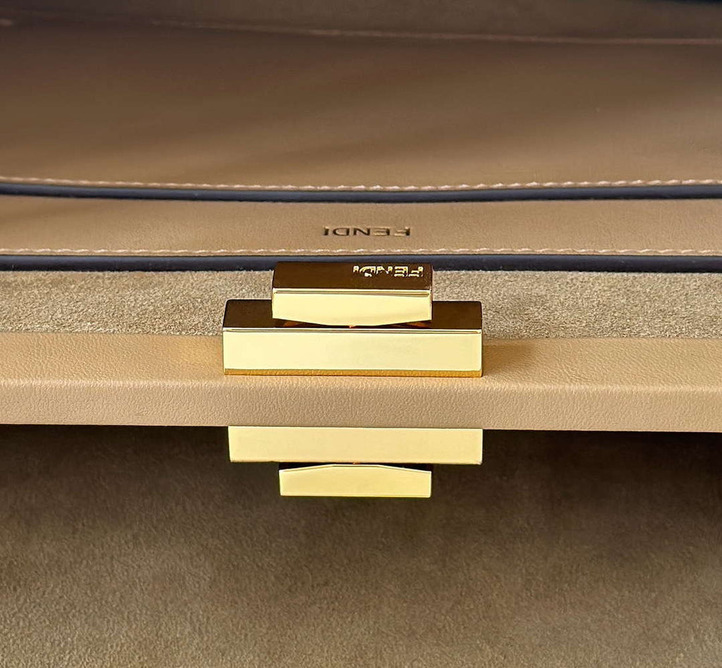 Fendi 8BN358AOVHF1D3Q Peekaboo Soft Large Cappuccino-coloured leather bag 80172L