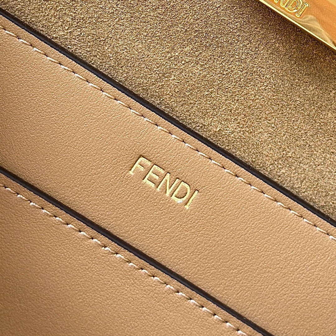 Fendi 8BN358AOVHF1D3Q Peekaboo Soft Large Cappuccino-coloured leather bag 80172L