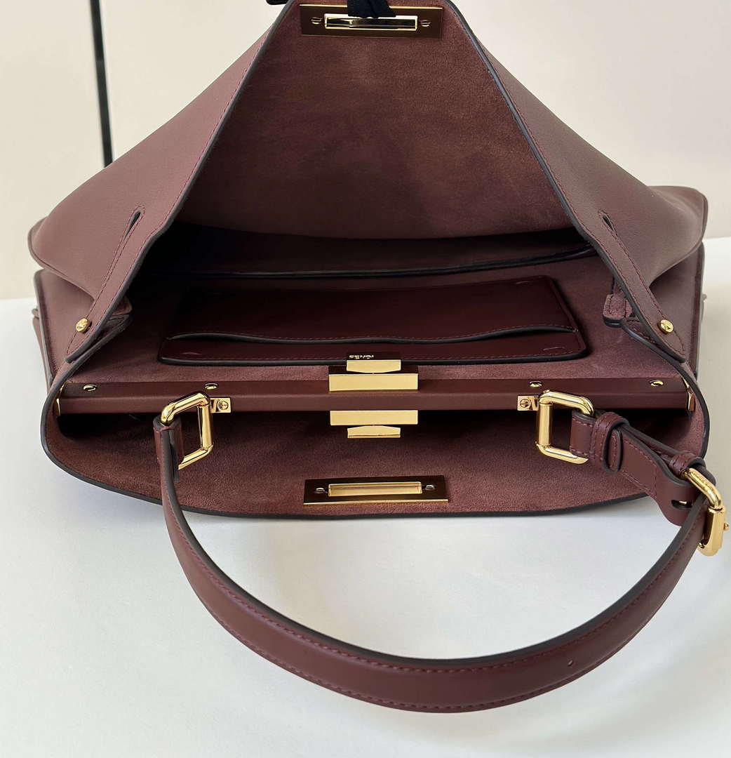 Fendi 8BN358AOVHF1D3Q Peekaboo Soft Large Dark brown leather bag 80172L