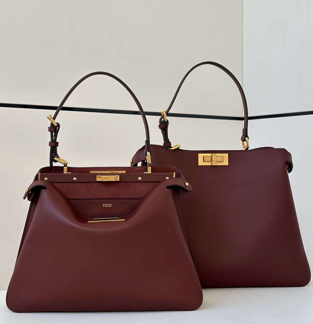 Fendi 8BN358AOVHF1D3Q Peekaboo Soft Large Dark brown leather bag 80172L