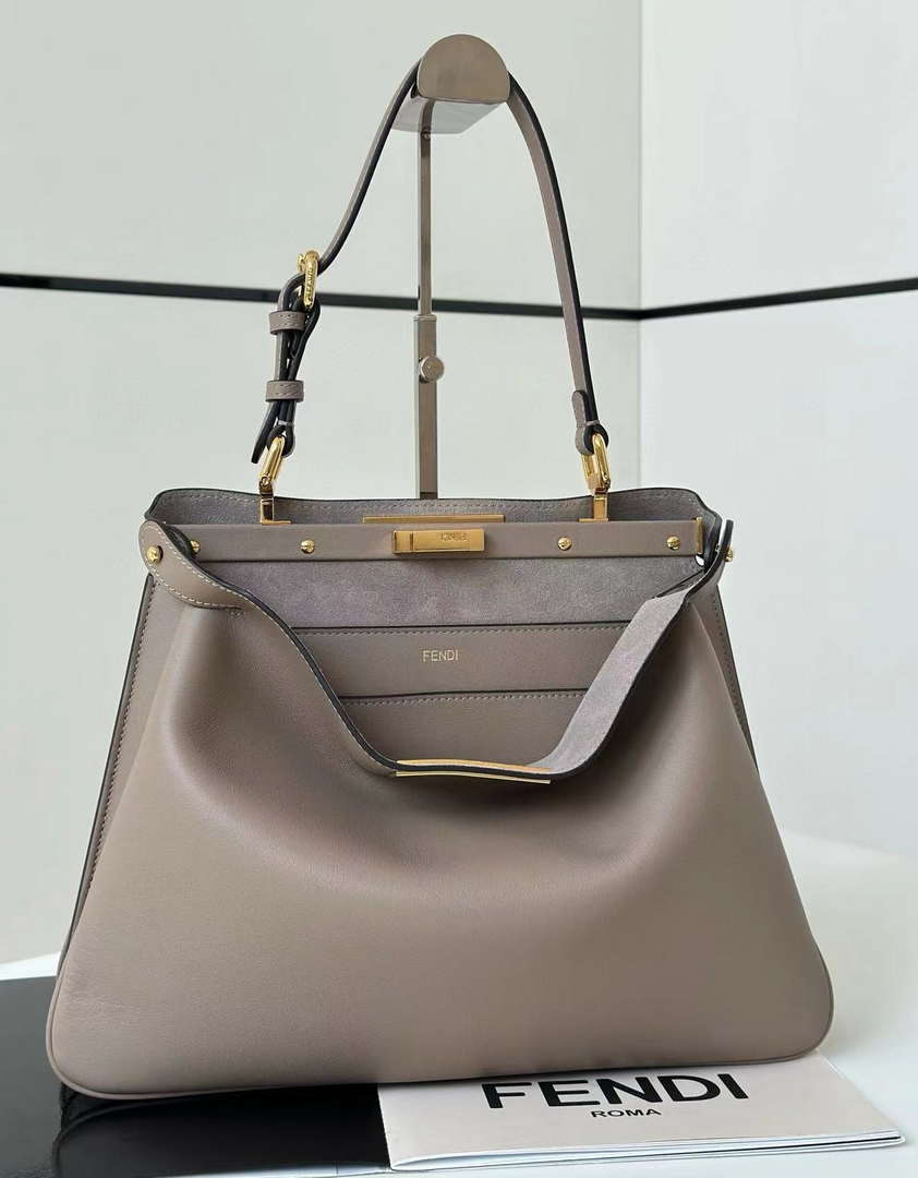 Fendi 8BN353AOVHF19P8 Peekaboo Soft Medium Gray leather bag 80172M