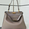 Fendi 8BN358AOVHF1D3Q Peekaboo Soft Large Gray leather bag 80172L - Default Title - View 1