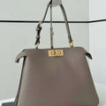 Fendi 8BN353AOVHF19P8 Peekaboo Soft Medium Gray leather bag 80172M - Default Title - View 1