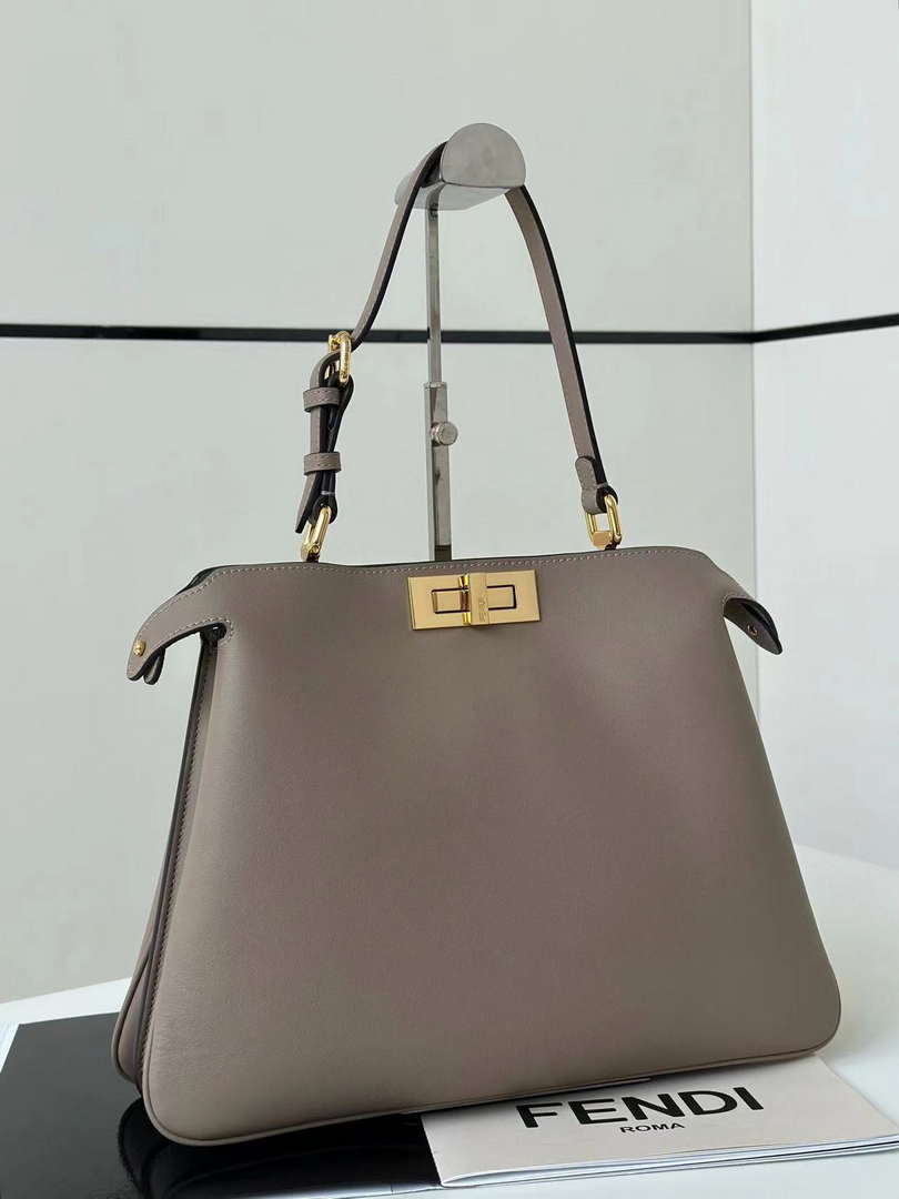 Fendi 8BN358AOVHF1D3Q Peekaboo Soft Large Gray leather bag 80172L