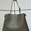 Fendi 8BN358AOVHF1D3Q Peekaboo Soft Large Green leather bag 80172L - Default Title - View 1