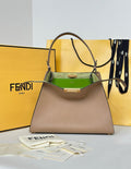 Fendi 8BN368AWPFF1V0H Fendi Way Medium Cappuccino leather and forest green suede bag