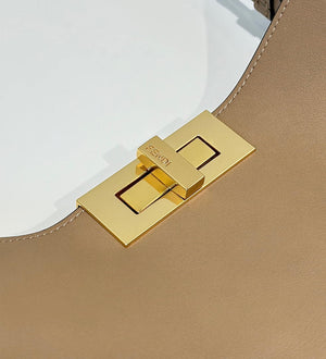 Fendi 8BN368AWPFF1V0H Fendi Way Medium Cappuccino leather and forest green suede bag - Default Title - View 7