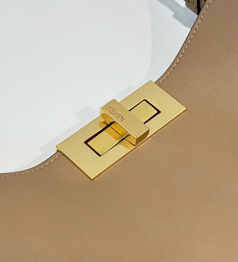Fendi 8BN368AWPFF1V0H Fendi Way Medium Cappuccino leather and forest green suede bag