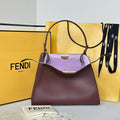Fendi 8BN368AWPFF1V0H Fendi Way Medium Dark brown leather and violet suede bag - Default Title - View 1