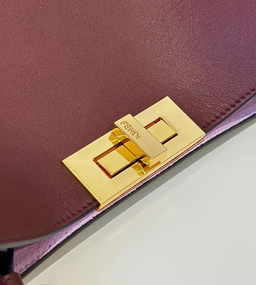 Fendi 8BN368AWPFF1V0H Fendi Way Medium Dark brown leather and violet suede bag