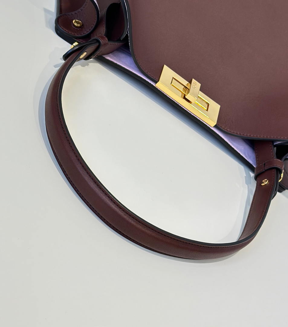 Fendi 8BN368AWPFF1V0H Fendi Way Medium Dark brown leather and violet suede bag