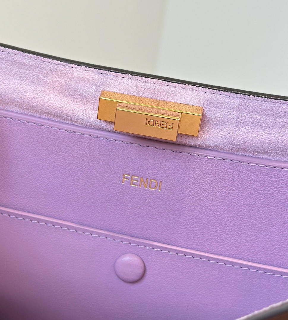 Fendi 8BN368AWPFF1V0H Fendi Way Medium Dark brown leather and violet suede bag