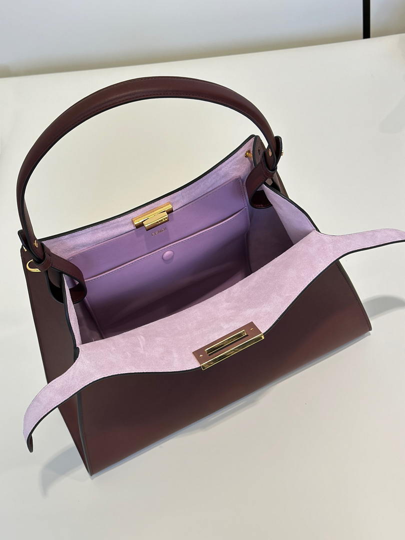 Fendi 8BN368AWPFF1V0H Fendi Way Medium Dark brown leather and violet suede bag