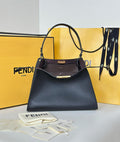 Fendi 8BN368AWPFF1V0H Fendi Way Medium Black leather and chocolate suede bag