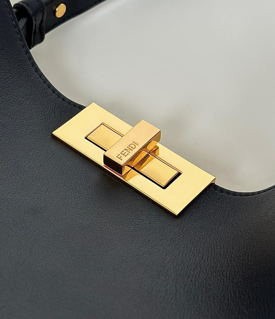 Fendi 8BN368AWPFF1V0H Fendi Way Medium Black leather and chocolate suede bag