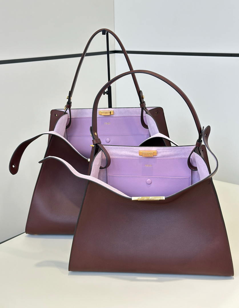 Fendi 8BN368AWPFF1V0H Fendi Way Medium Dark brown leather and violet suede bag