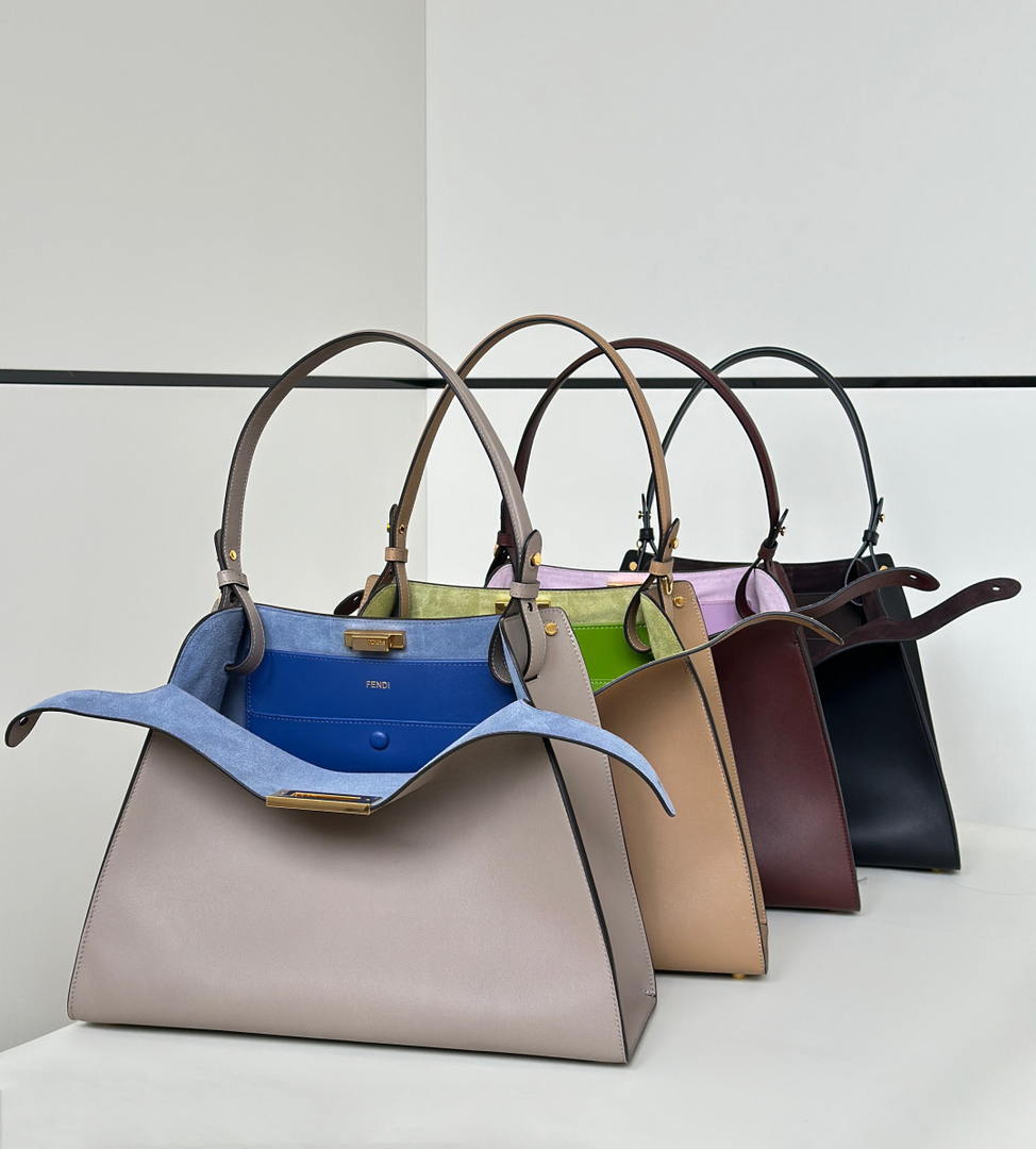 Fendi 8BN368AWPFF1V0H Fendi Way Medium Dark brown leather and violet suede bag