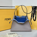 Fendi 8BN368AWPFF1V0H Fendi Way Medium Dove gray leather and neon blue suede bag - Default Title - View 1