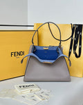 Fendi 8BN368AWPFF1V0H Fendi Way Medium Dove gray leather and neon blue suede bag
