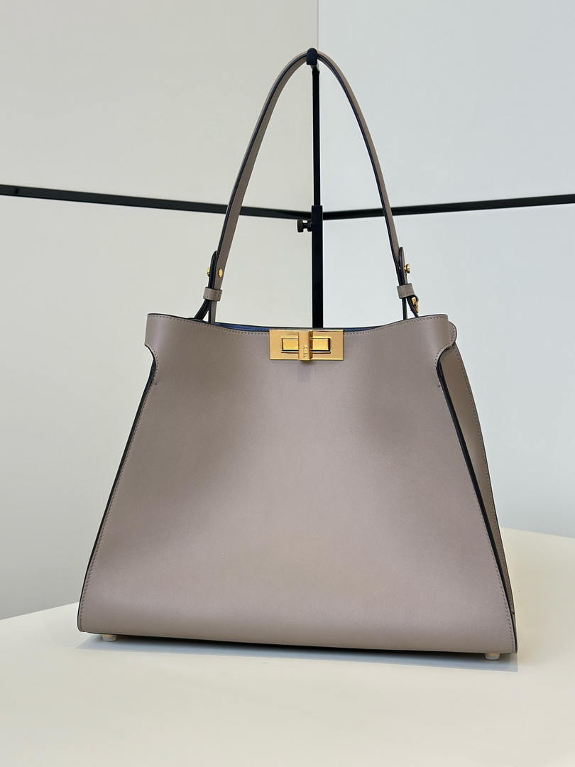 Fendi 8BN368AWPFF1V0H Fendi Way Medium Dove gray leather and neon blue suede bag