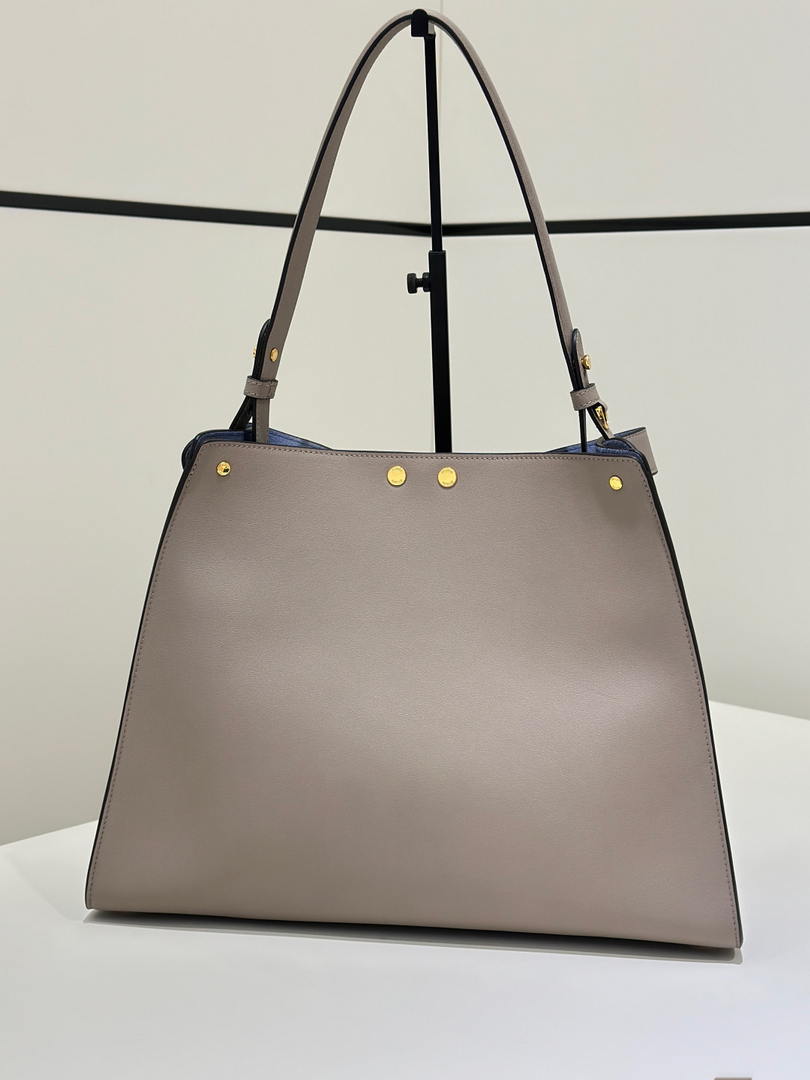 Fendi 8BN368AWPFF1V0H Fendi Way Medium Dove gray leather and neon blue suede bag