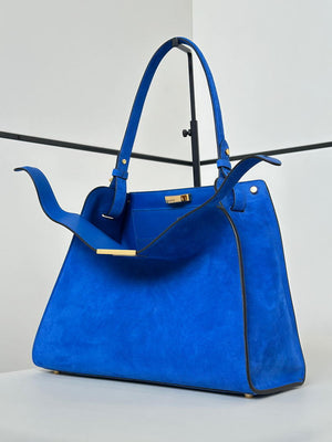 Fendi 8BN368AWPFF1V0H Fendi Way Medium Suede  Blue Bag - Default Title - View 3