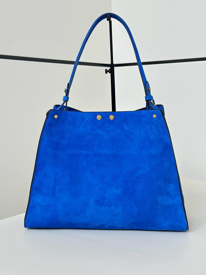 Fendi 8BN368AWPFF1V0H Fendi Way Medium Suede  Blue Bag