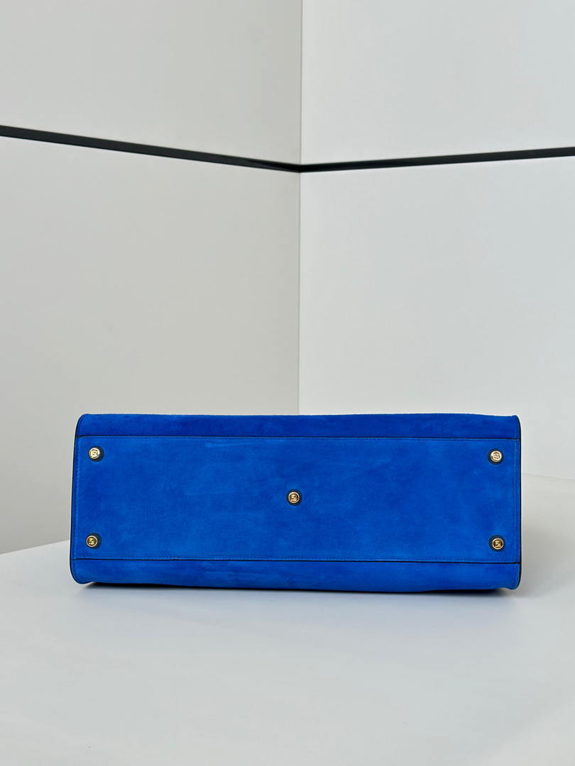 Fendi 8BN368AWPFF1V0H Fendi Way Medium Suede  Blue Bag