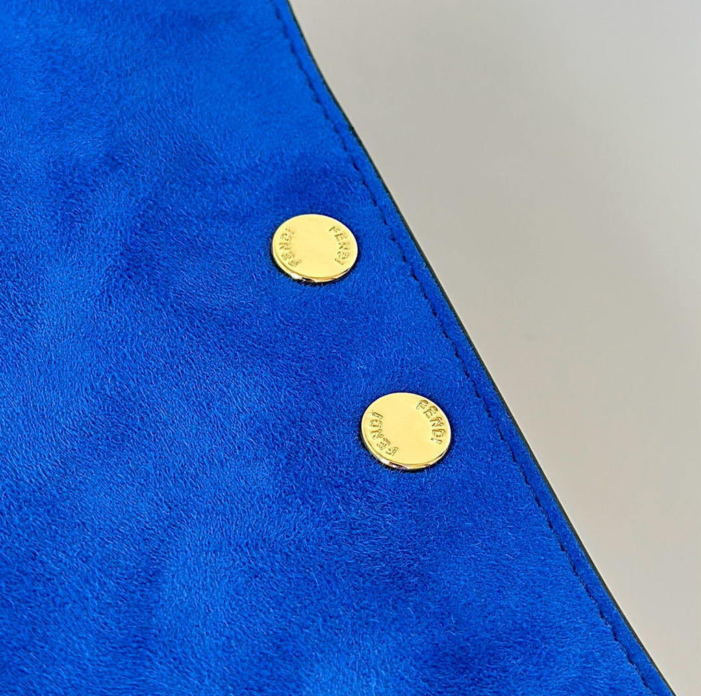 Fendi 8BN368AWPFF1V0H Fendi Way Medium Suede  Blue Bag