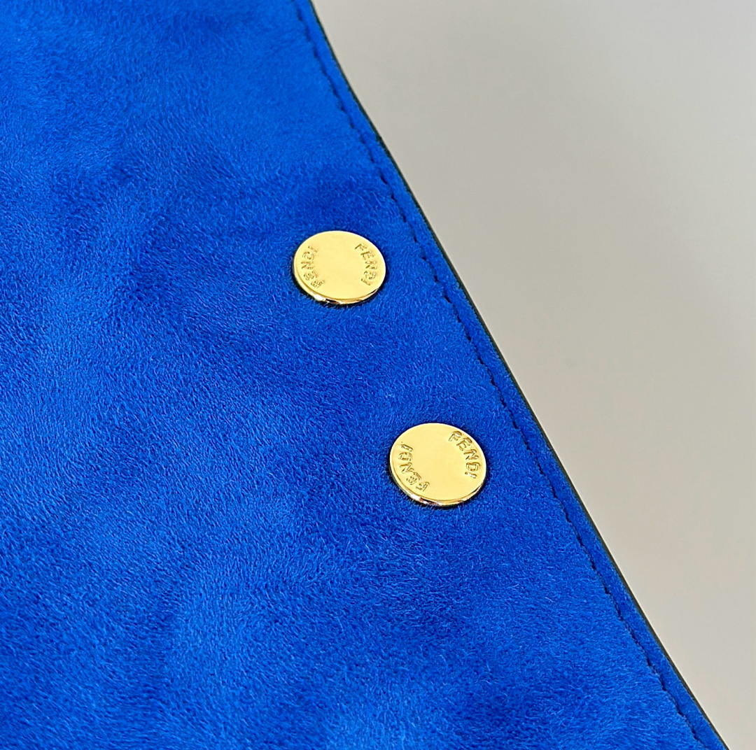 Fendi 8BN368AWPFF1V0H Fendi Way Medium Suede  Blue Bag