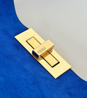 Fendi 8BN369 Fendi Way Large Blue suede bag 369 - Default Title - View 6