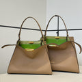 Fendi 8BN369 Fendi Way Large Cappuccino and  forest leather Green suede bag - Default Title - View 1
