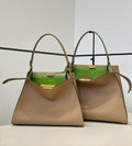 Fendi 8BN369 Fendi Way Large Cappuccino and  forest leather Green suede bag
