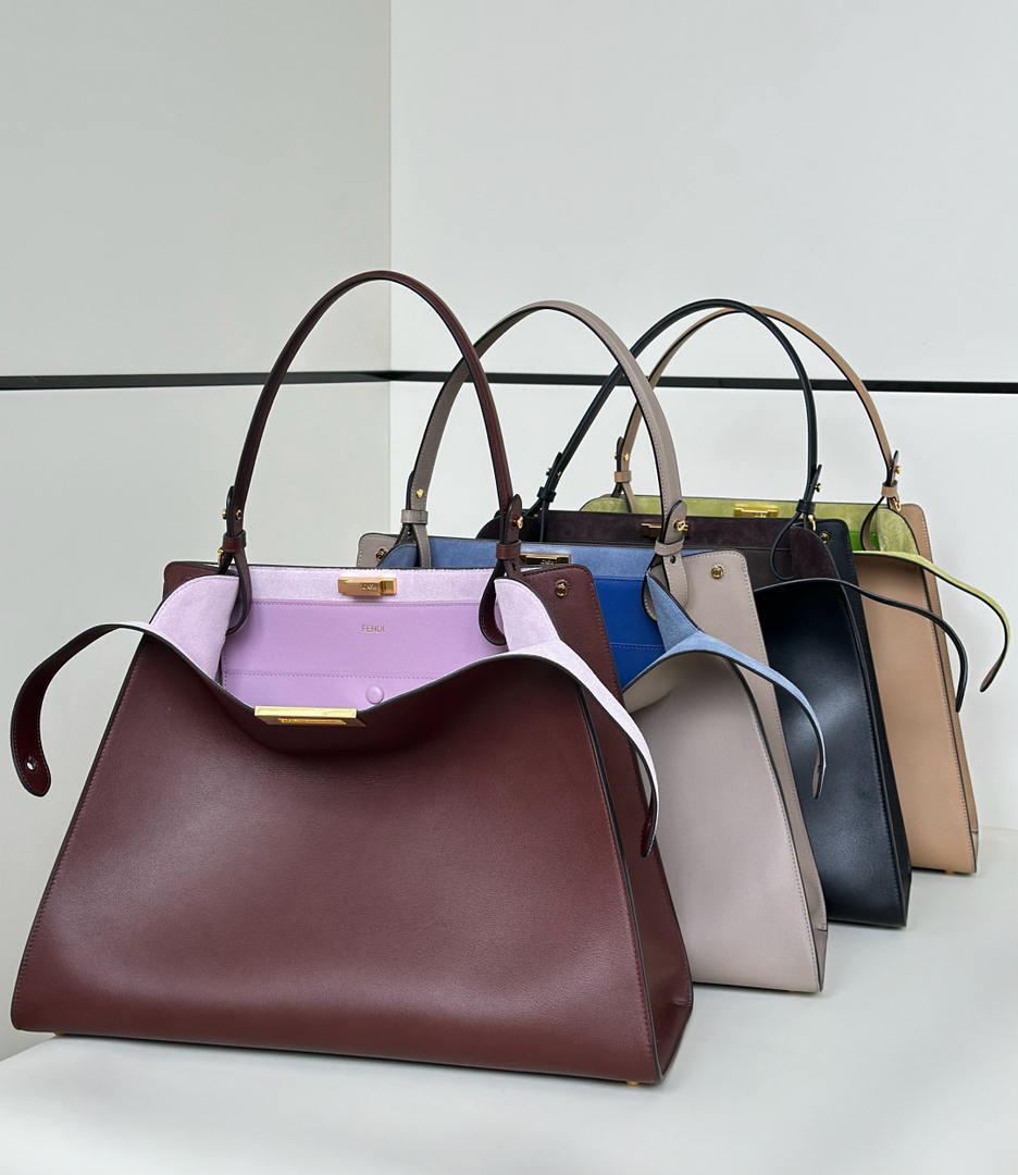 Fendi 8BN369 Fendi Way Large Dark brown leather and violet suede bag